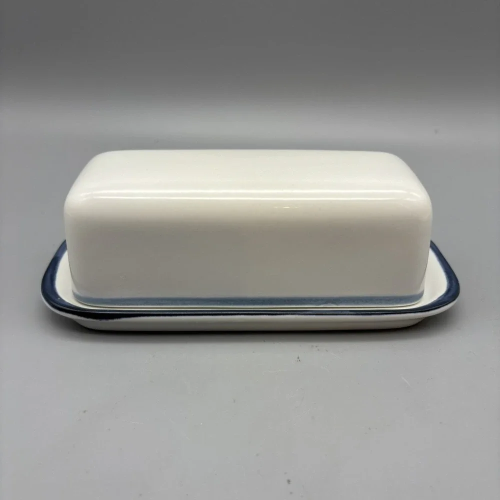 Pfaltzgraff Blue Bands Butter Dish 2 Piece Covered USA 028